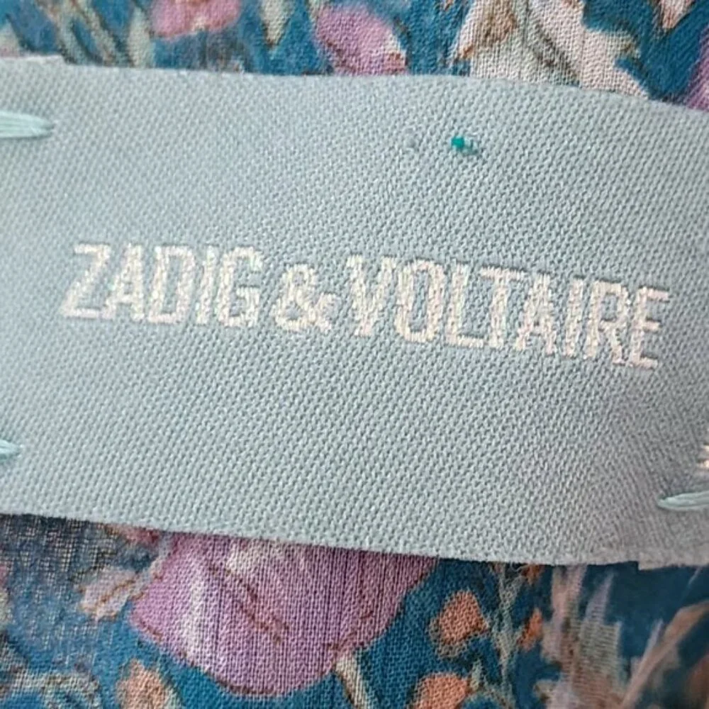 Zadig & Voltaire Floral Print Chiffon Beaded Dropwaist Rima Dress - Picture 11 of 12